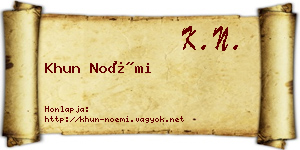 Khun Noémi névjegykártya